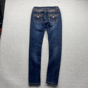 Y2k BH Jeans Low rise Wom Sz 28 Bling Heavily Embroidered Cowgirl Western Grunge